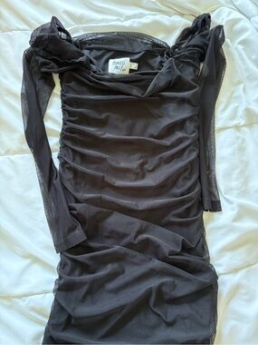 Princess Polly Black Ruched Mesh Mini Dress